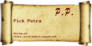 Pick Petra névjegykártya